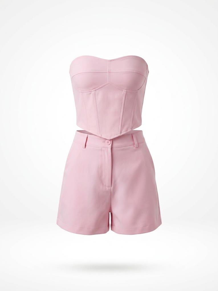 Conjunto Alfaiataria Corset e Short Rosa