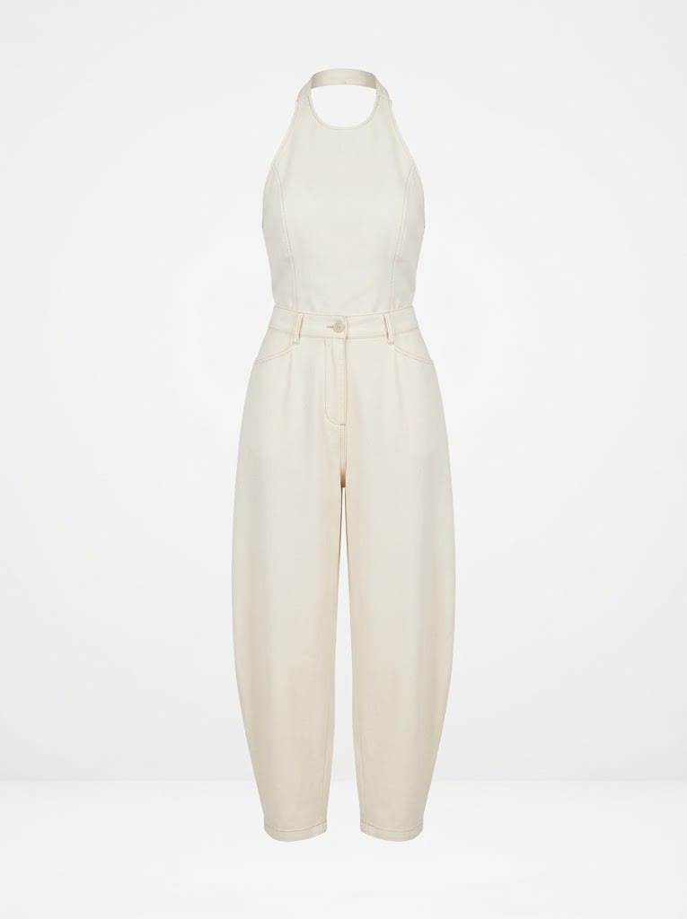 Conjunto Frente Única e Calça Balão Off-White