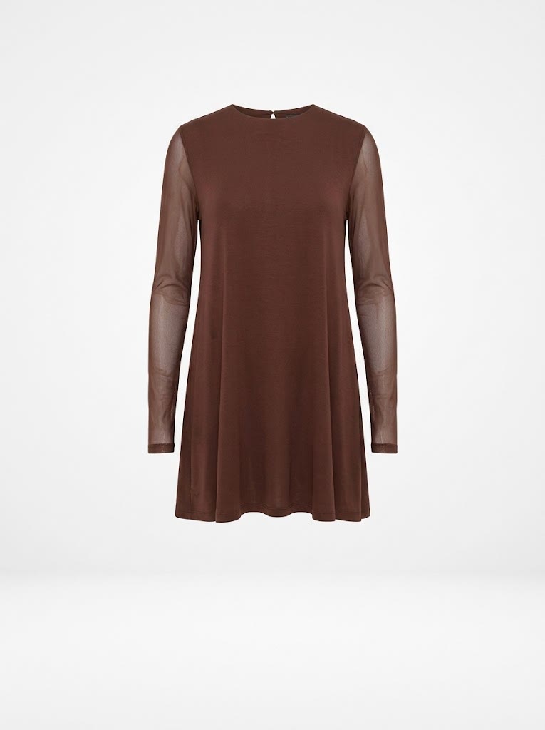 Vestido Curto Tule Chocolate